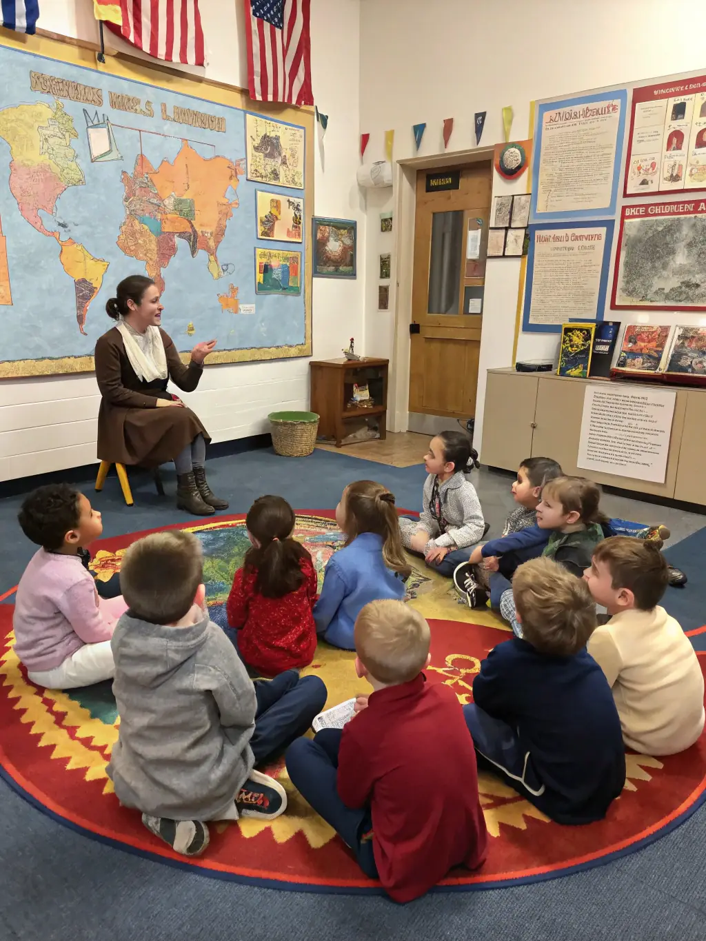 A vibrant image of a group of children participating in an educational workshop about the history of Grand Bourglioux, emphasizing the organization's focus on cultural education.